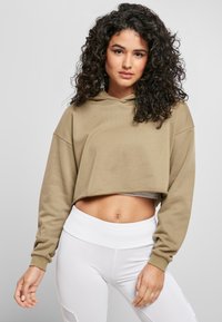 Urban Classics LADIES OVERSIZED CROPPED HOODY - Džemperis su gobtuvu - khaki