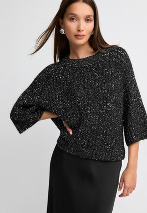 SEQUIN HALF SLEEVE - Neule - black sparkle