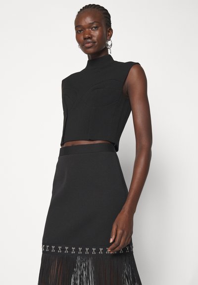 ROKH FRINGE DETAILED LONG SKIRT - Pliiatsseelik - black