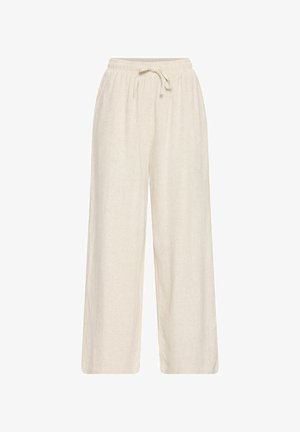 Heledadestest laiad püksid helesinisest linast, millel on elastne vöökoht ja reguleeritav nijast. Sile tekstuur ja vabalt haihtuv istuvus.