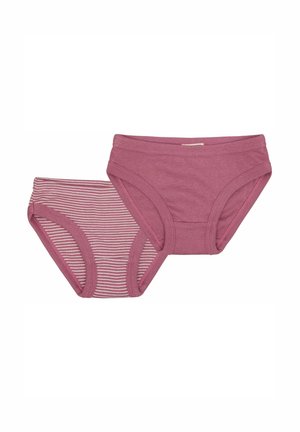 Zwei Paar Unterwäsche: eines in dunkelpink und eines mit pink-weißen Streifen, beide mit einem weichen, elastischen Bund.