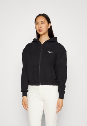 STACKED LOGO ZIP THROUGH - Mikina na zip - black