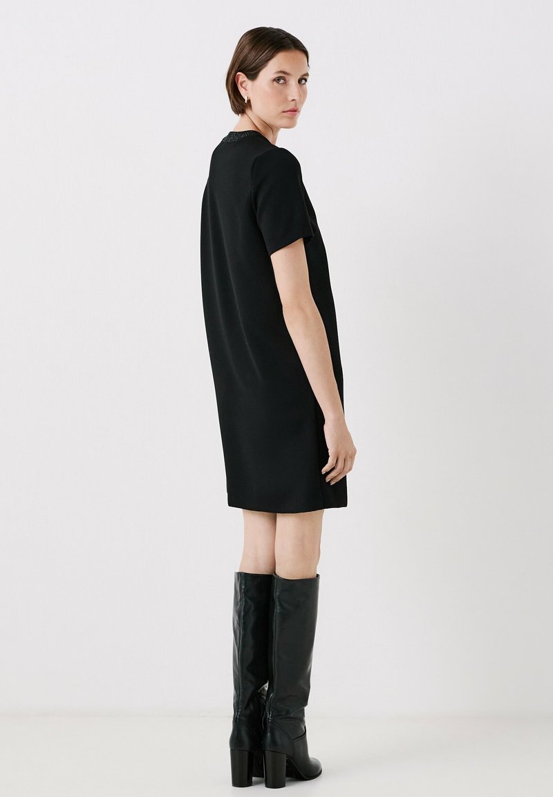 Robe Caroll Noire Doublée Sans Manches - Taille 42, Laine Mélangée, Occasion Très Bon état