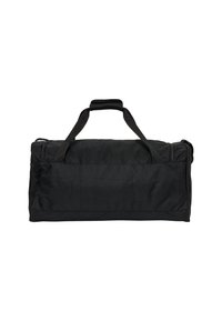 Sac de sport noir en tissu durable, doté d'un compartiment zippé, de poignées robustes et d'un design rectangulaire simple.