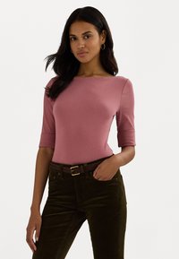 Lauren Ralph Lauren STRETCH COTTON BOATNECK TEE - T-shirt basic - rose blush