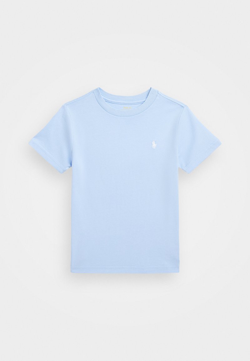 Light blue short-sleeve t-shirt made of cotton, featuring a crew neckline and a small white logo on the left chest.