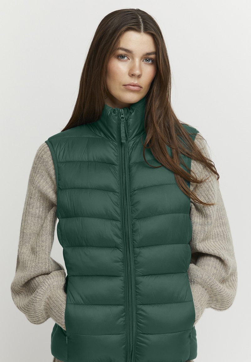 Chaleco Acolchado Para Mujer BYBELENA - Con Cuello Alto, Cremallera Y Bolsillos Con Cierre