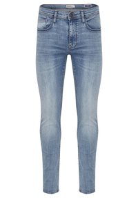 Smala jeans i ljusblå denim. Har fem fickor, knappstängning och subtil blekning med en mjuk yta och rak nederkant.
