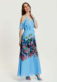 Liquorish FLORAL PRINT WITH FRILL DETAILS IN  - Maxi dress - blue