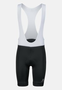 Shorts de vélo avec une partie inférieure noire et un débardeur blanc. Fabriqué en matériau lisse et léger avec une zone de siège rembourrée.