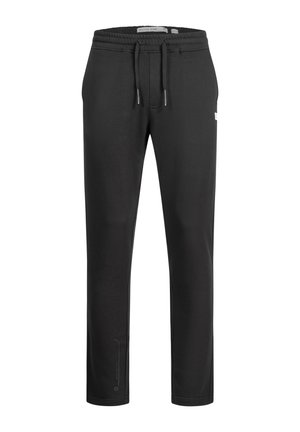 Pantalon jogger décontracté noir pour homme avec taille élastique, cordon ajustable, poches latérales et jambes fuselées.