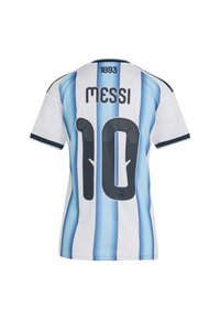Národní fotbalový dres Argentiny s modrobílými vertikálními pruhy, "Messi" a číslem 10 na zádech, s datem 1893 u límce.