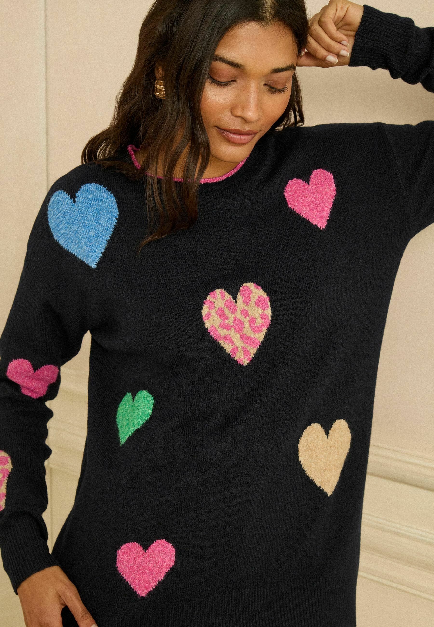 Love & Roses ANIMAL HEART - Pulover - navy blue multi/albastru