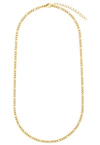 Collier en métal doré à la finition classique avec un design en chaîne à maillons entrelacés. Comprend un fermoir ajustable avec une extension de chaîne.