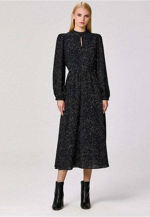 IMPRIMÉE À DÉCOLLETÉ EN TROU DE SERRURE - Robe de jour - noir