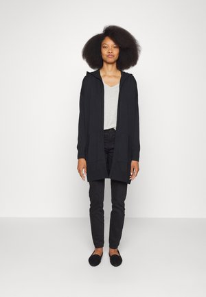 LONG HOODED OPEN CARDIGAN - Cardigan - black