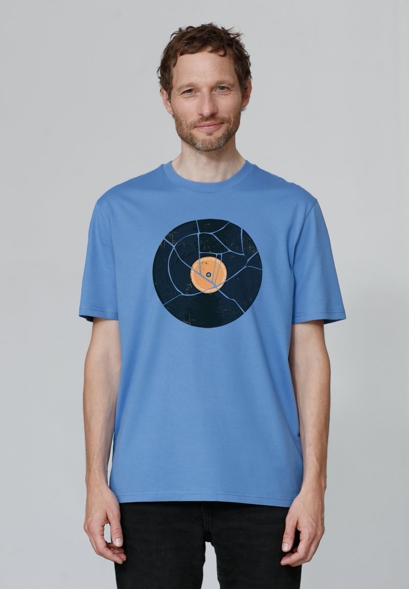 watapparel BROKEN VINYL - T-shirt imprimé - bright blue