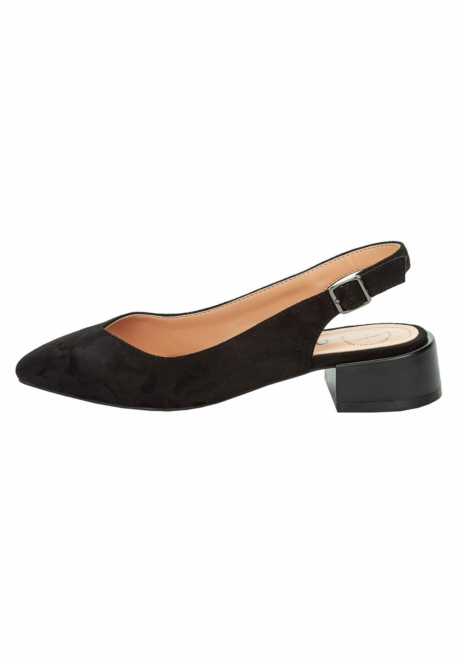 Zapato salón tacón destalonado piel negro - D-Chicas