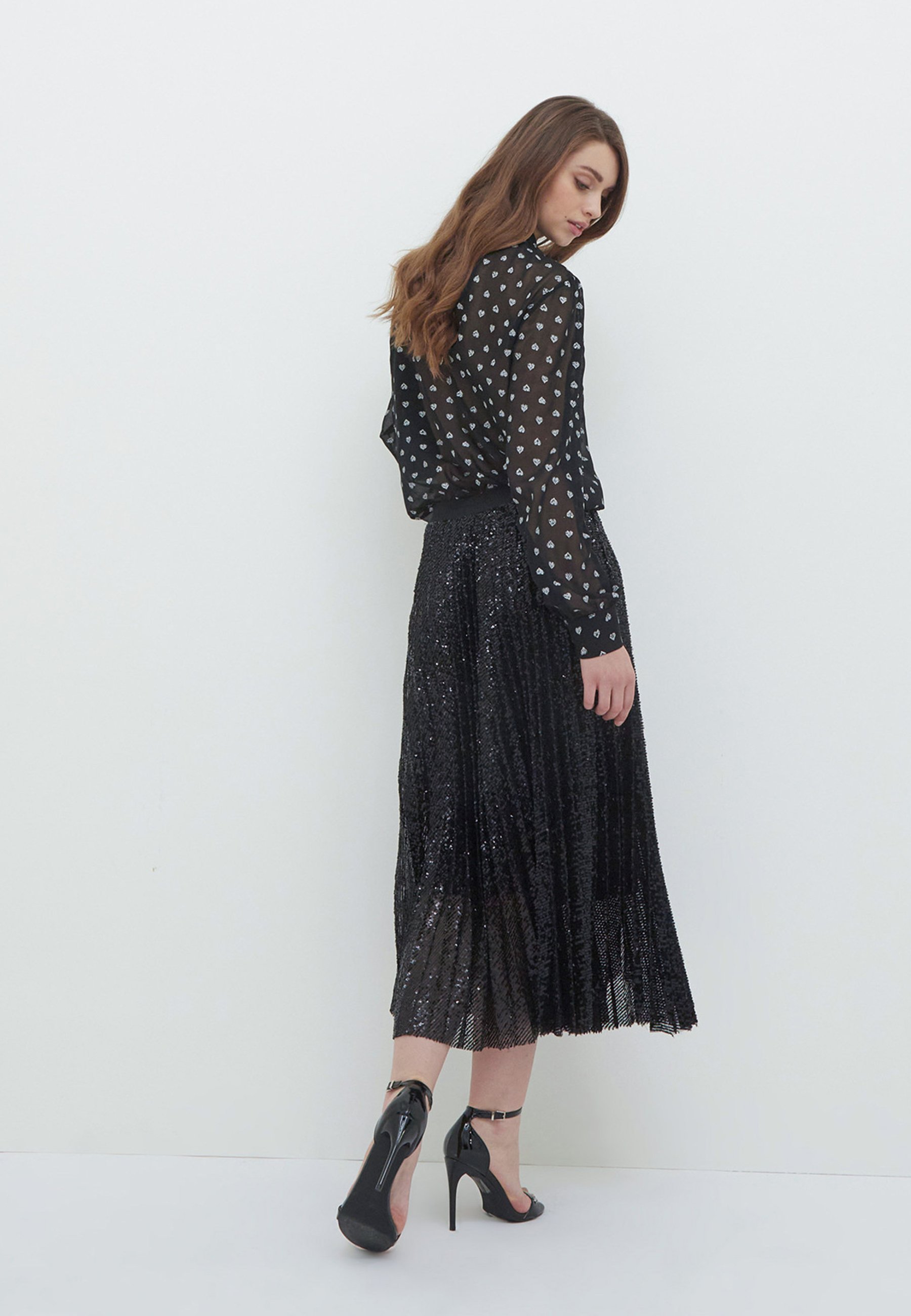 Motivi PAILLETTES - Gonna a pieghe - nero - Zalando.it