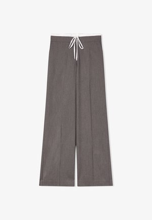 Terranova, WIDE CON COULISSE A CONTRASTO - Pantaloni - grigio medio melange