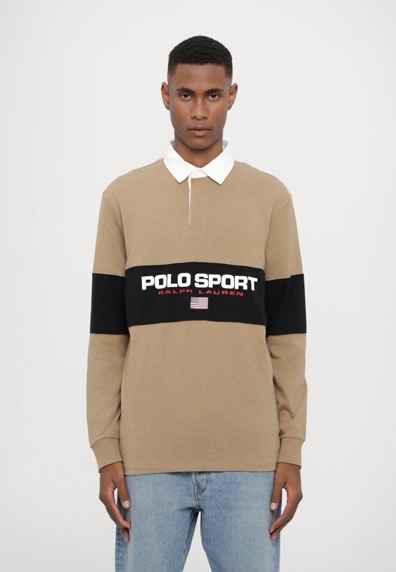 Polo Ralph Lauren LONG SLEEVE RUGBY UNISEX - Polo krekls - desert khaki/black