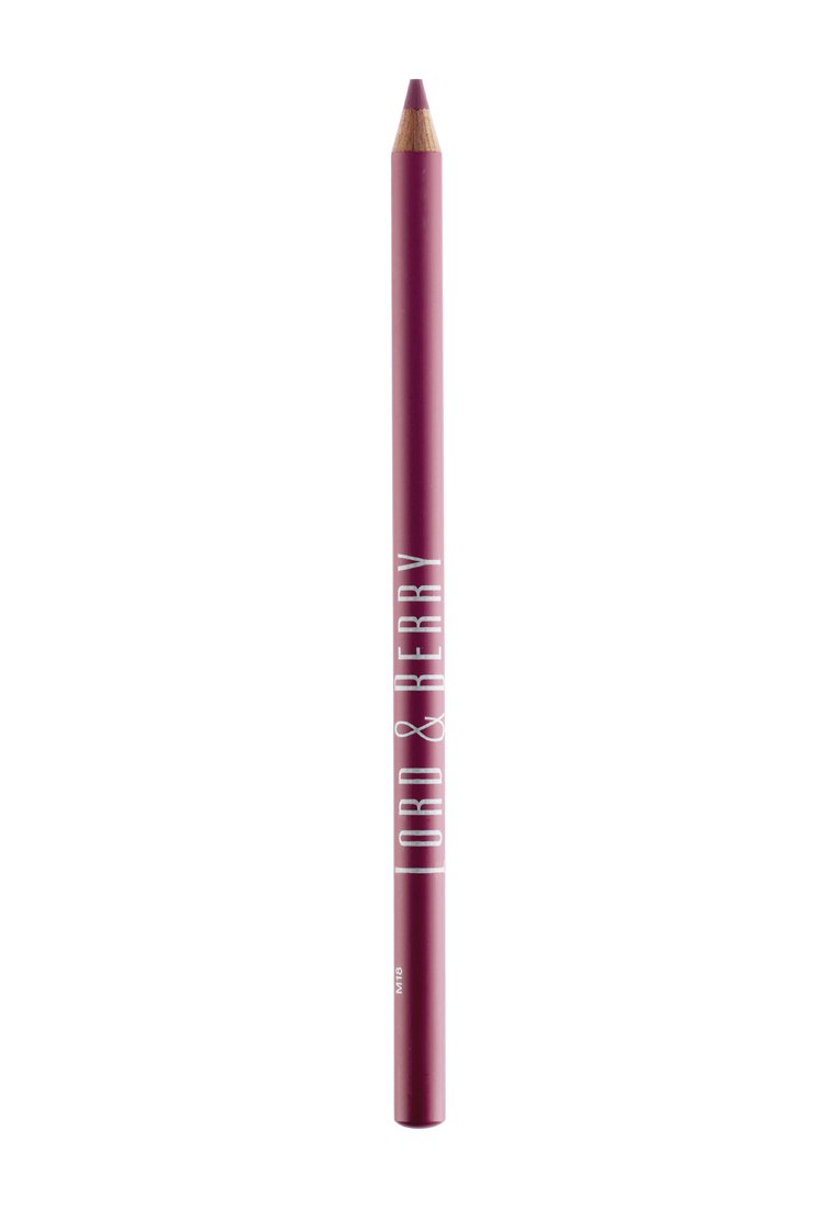 Matita labbra bordeaux con punta in legno, superficie opaca liscia e scritta bianca del marchio. Presenta una punta affilata per un'applicazione precisa.