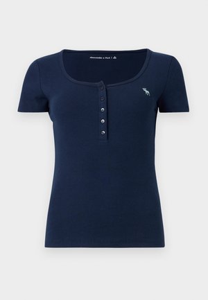 Abercrombie & Fitch Short-Sleeve Icon Henley Rib Top - Pamata T-krekls - dark blue