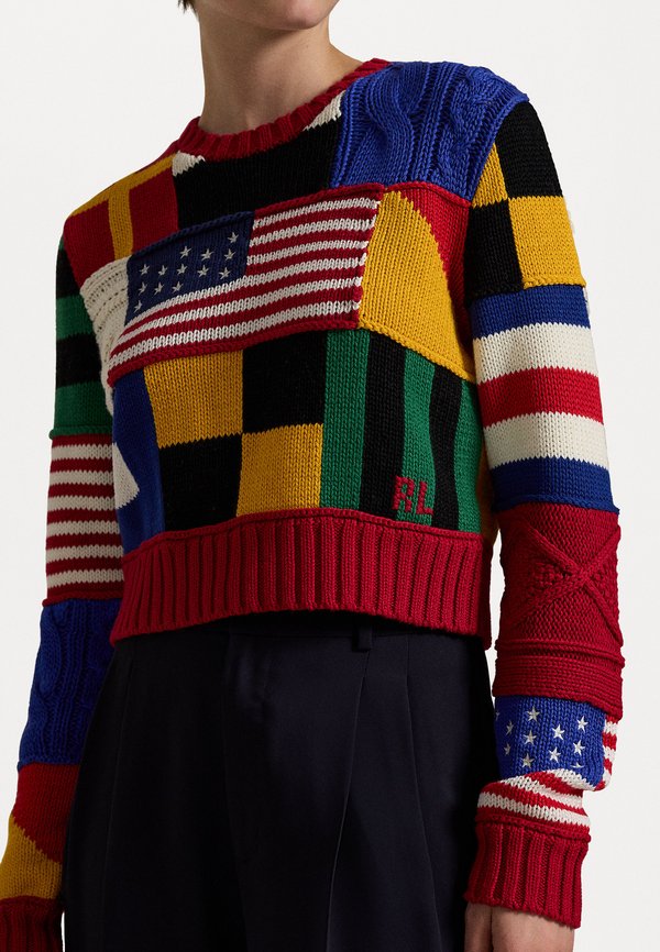 FLAG MOTIF COTTON CREWNECK SWEATER - Jumper4