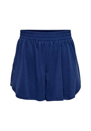 Marineblaue locker sitzende Shorts mit einem elastischen Bund, weichem Stoff und einem leicht geschwungenen Saum für den Freizeitlook.