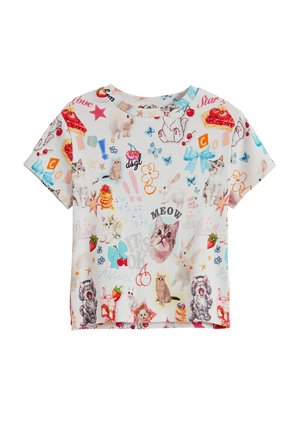 SHORT-SLEEVE CAT  - Tričko s potlačou - white