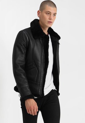 KENNEDI SHEARLING - Leather jacket - black