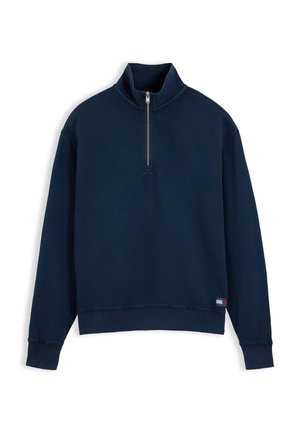 Tommy Jeans, WAFFLE LABEL HALF ZIP - Sweatshirt - dark blue