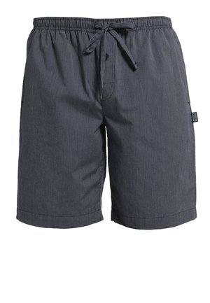 Herrbadbyxor, navyblå med vita vertikala ränder, elastisk midja med dragsnöre, en sidoficka, lättviktsmaterial.