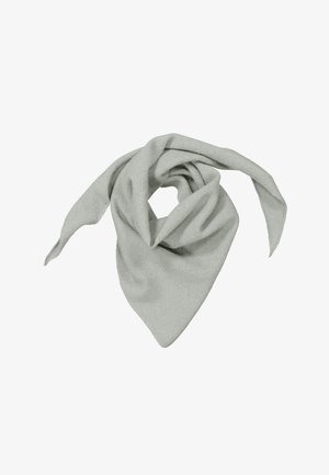 Lys grå trekantet tørklæde lavet af blødt stof, med rullede kanter og et løst, afslappet design. Den teksturerede overflade tilføjer en subtil detalje.