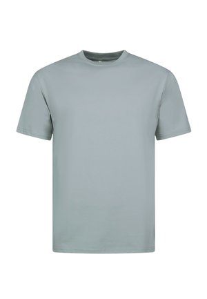 Lichtgrijs T-shirt met korte mouwen en een ronde hals. Gemaakt van gladde stof met een ontspannen pasvorm en zonder opvallende ontwerpen of versieringen.