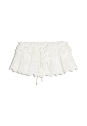 Bershka, EMBROIDERED - WRAP SKIRT - Tubenederdele - white