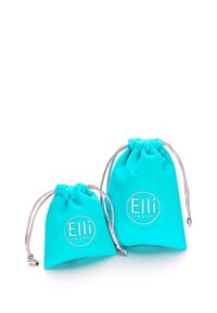 Deux pochettes turquoise à cordon argenté, avec le logo "Elli WE JEWELS", sur fond blanc.