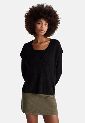 United Colors of Benetton V-NECK - Strickpullover - black