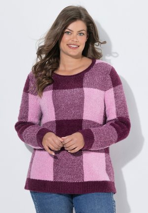 LAURASØN PLAID KNIT SWEATER - Strickpullover - plum