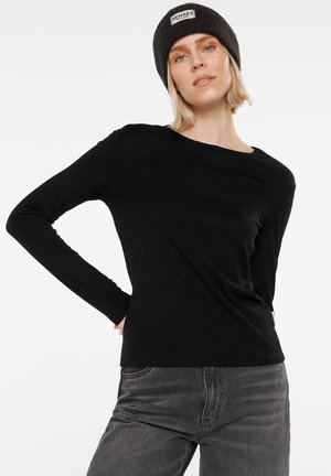 SENSES.THE LABEL, SENSES.THE LABEL BASIC LONGSLEEVE AUS VISKOSE-MIX - Long sleeved top - black