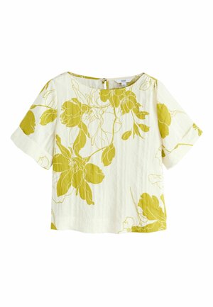 Blůza - ecru yellow floral print