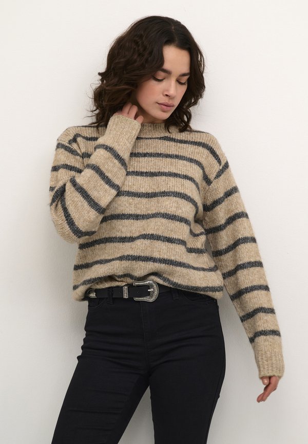 KATRINA - Strickpullover - feather gray melange stripe