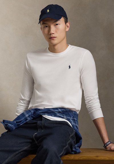 Polo Ralph Lauren CUSTOM SLIM JERSEY LONG-SLEEVE T-SHIRT - Hosszú ujjú felső - white