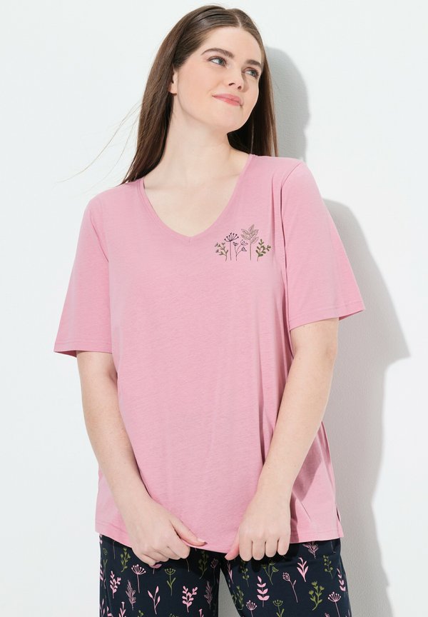 SHORT SLEEVE V-NECK - Nachtwäsche Shirt - dusty rose