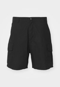 Sorte cargo shorts lavet af letvægtsstof, med to sidelommer, knaplukning og en afslappet pasform ved midt-lår længde.