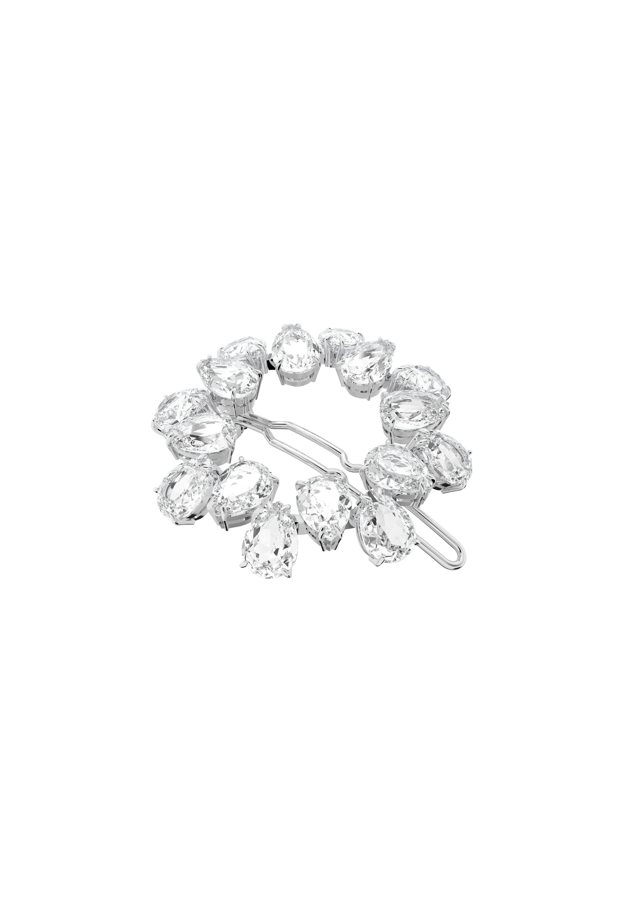 Swarovski Hair Clip, Pear Cut Crystals, White, Rhodium Plated Stilla stud earrings, Pear cut, White, Rhodium plated  main image 3