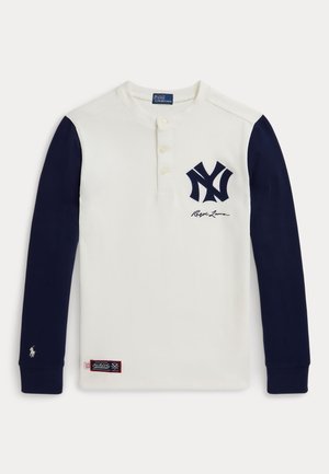 POLO RALPH LAUREN YANKEES HENLEY SHIRT - Bluză cu mânecă lungă - deckwash white/newport navy