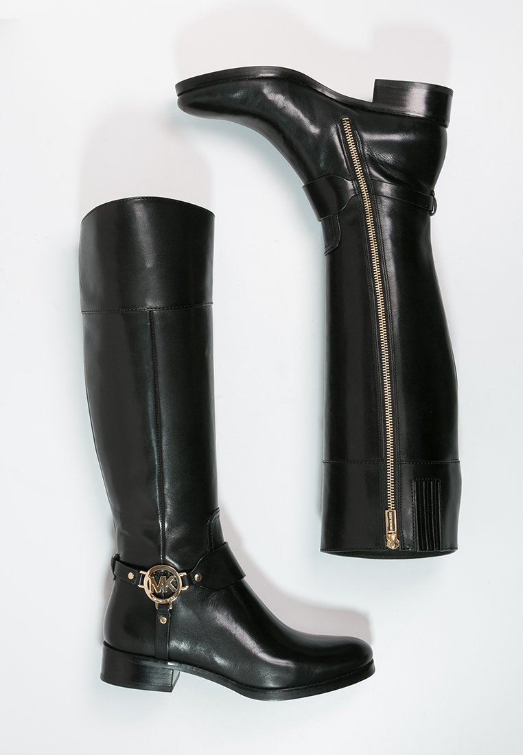 womens michael kors fulton harness boots in black/mocha