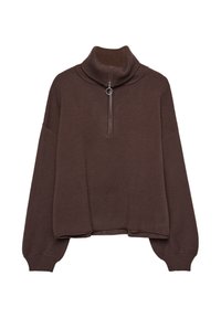 WITH ZIP - Strickpullover - dark brown