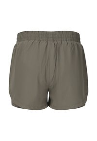 Olijfgroene elastische shorts met een relaxte pasvorm en een afgeronde zoom, ontworpen voor casual of sportief gebruik.